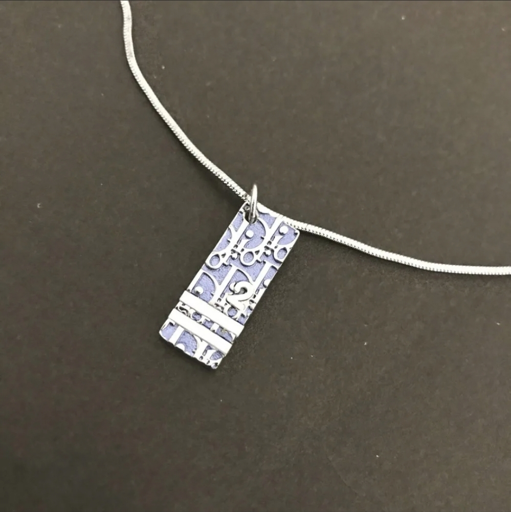 🧧NWOT Christian Dior Trotter Silver Necklace & BAG🏆+GIFT(COPY) - Picture 8 of 10